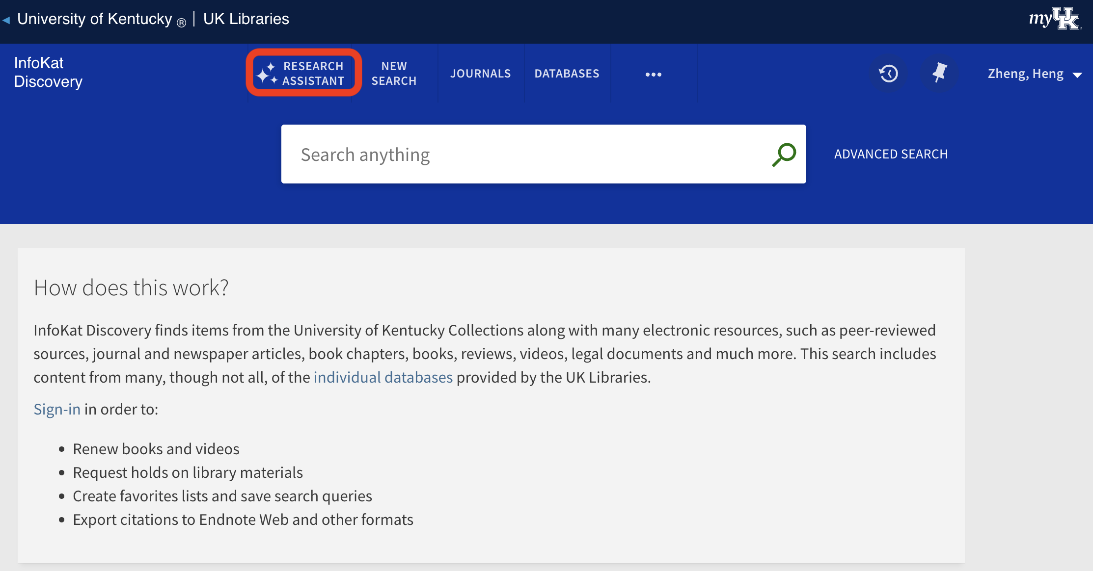 Research Assistant at the University of Kentucky’s InfoKat Discovery