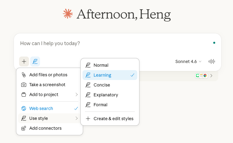 Claude learning style
