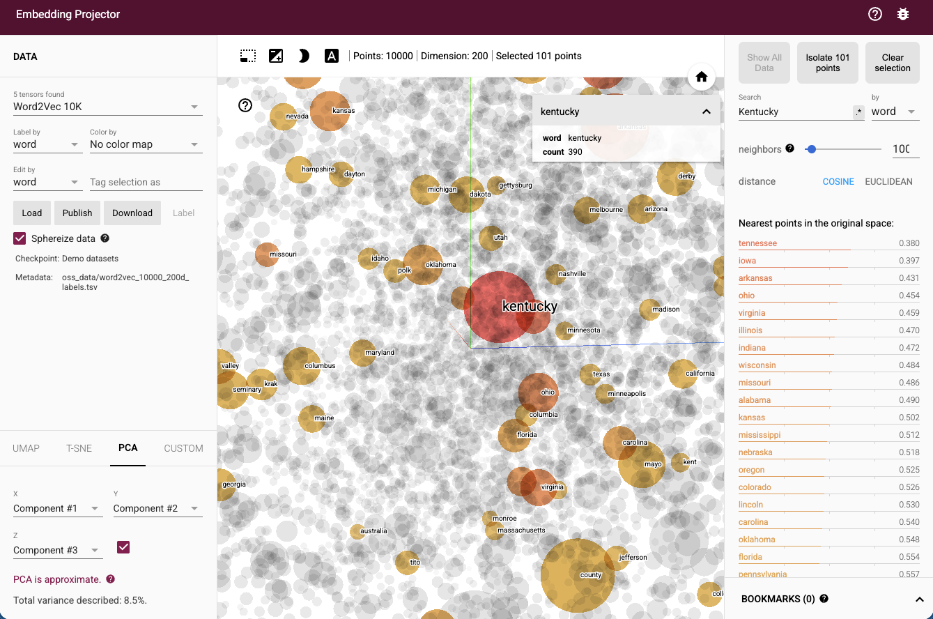 Embedding projector example